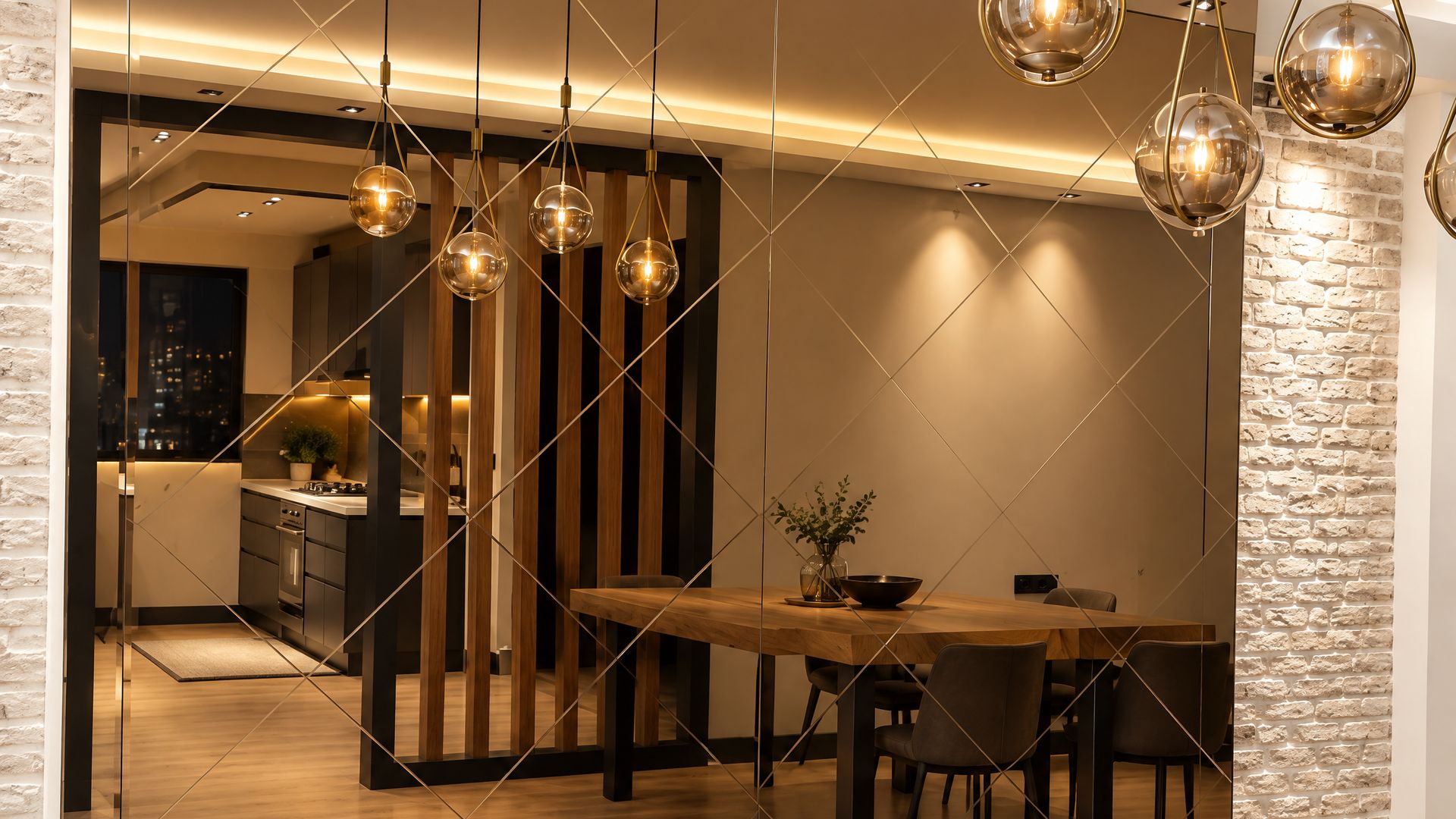 Çapraz CNC kanallı bronz ayna duvar